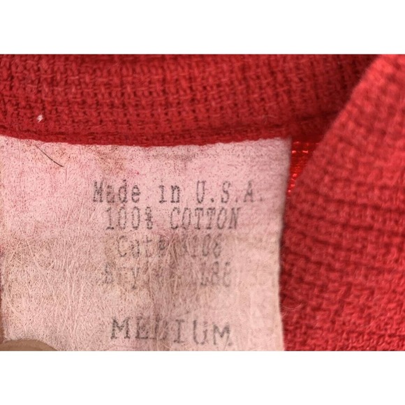 Vintage WEK Button Up Shirt Long Sleeve Red 100% Cotton Textured Size Medium - Picture 3 of 12